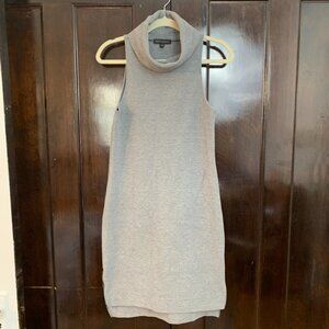 Banana Republic Sleeveless Ribbed Knit Turtleneck Dress Small Gray